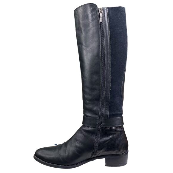 Aquatalia Women’s Black Leather 2 Tone Riding Boot Size US 8 - Picture 2 of 13